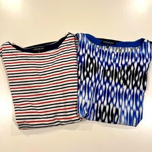 Lot of 2 Jones New York Cotton Short Sleeve Layered Look Tee Shirts Size S NWOT‎